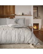 Parure de drap en coton flannelle Esthel grise - 240X300 cm