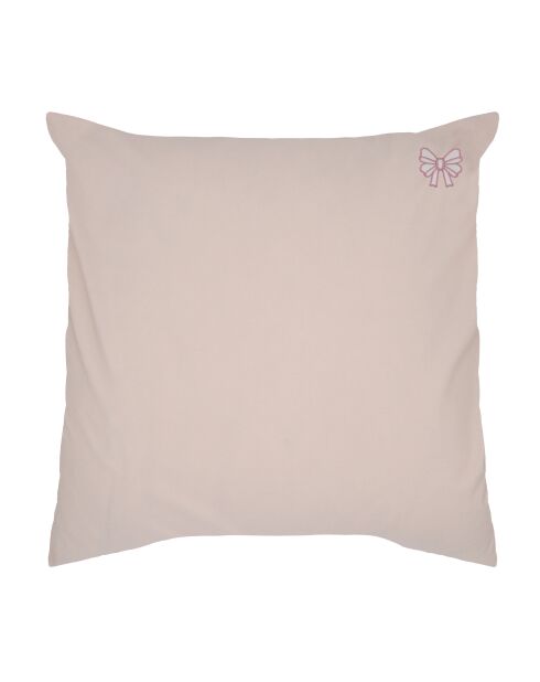 Kussensloop van perkaal katoen met roze strik - 65x65 cm