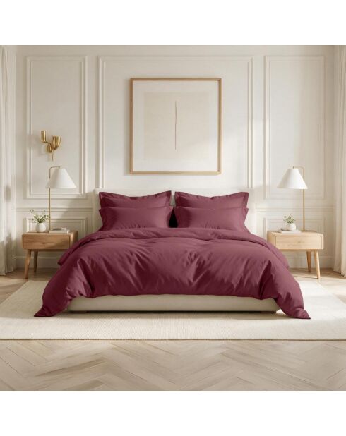 Drap-housse en coton percale bordeaux