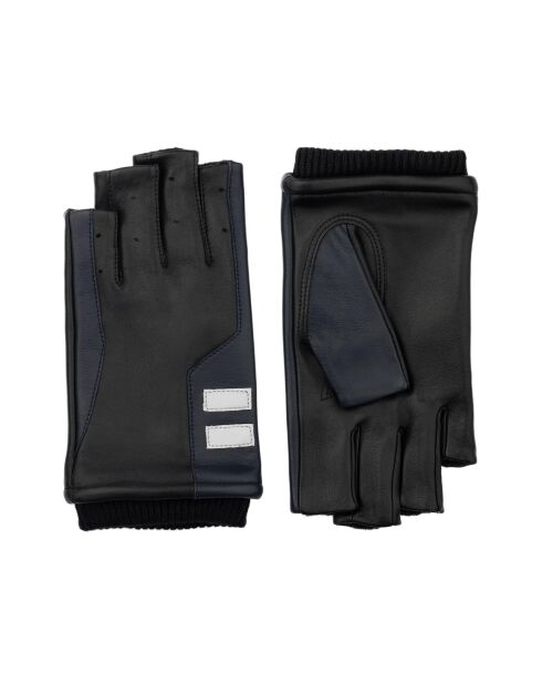 iTech Velo Lederhandschuhe mit Fleecefutter in Schwarz/Marineblau
