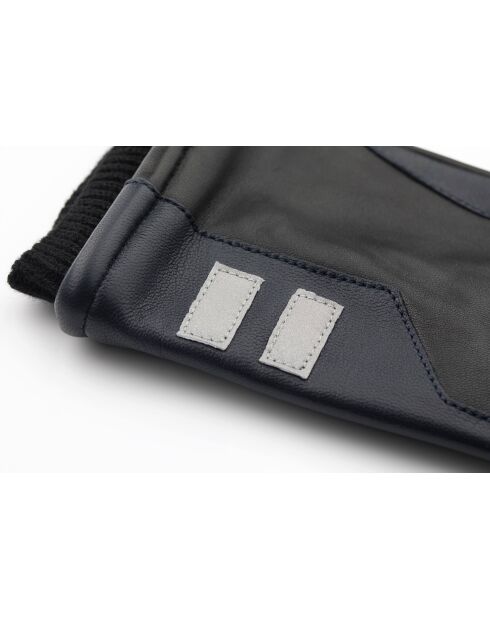 iTech Velo Lederhandschuhe mit Fleecefutter in Schwarz/Marineblau