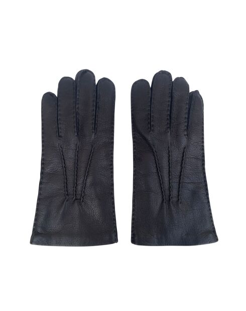 Felix schwarze Hirschhandschuhe mit Kaschmirfutter