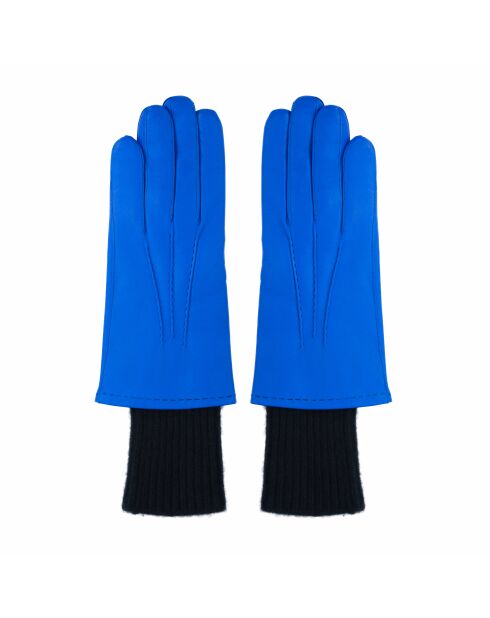 Heritage Steeve McQueen Lederhandschuhe mit neonblauem Kaschmirfutter