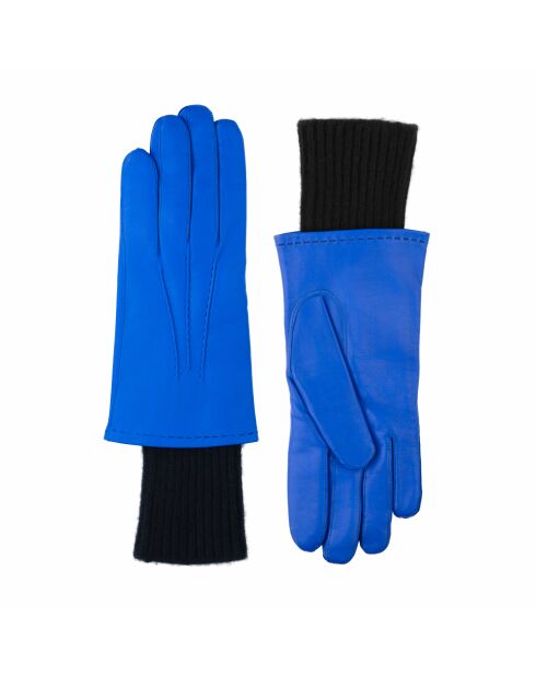 Heritage Steeve McQueen Lederhandschuhe mit neonblauem Kaschmirfutter
