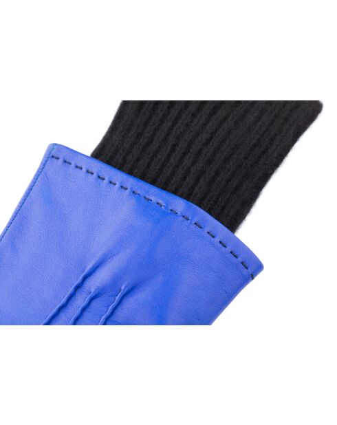 Guantes de piel Heritage Steeve McQueen forrados con cachemir azul neón