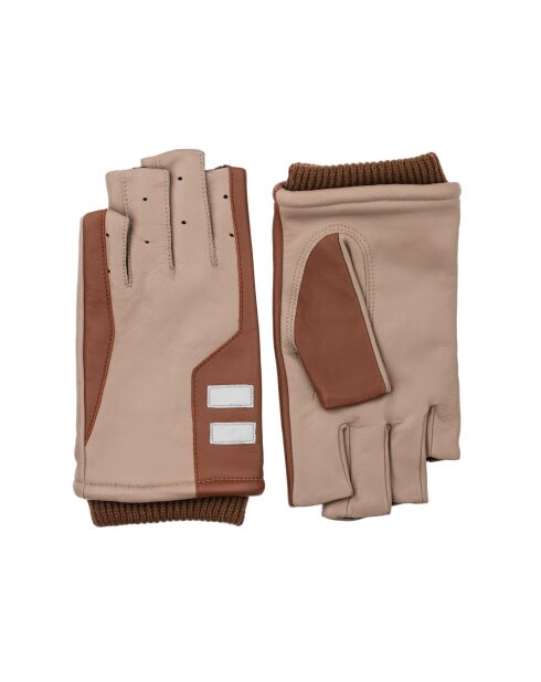 iTech Velo Lederhandschuhe mit Innenfutter aus sattelbraunem und taupefarbenem Fleece