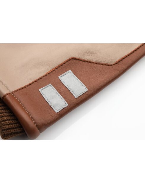 iTech Velo Lederhandschuhe mit Innenfutter aus sattelbraunem und taupefarbenem Fleece