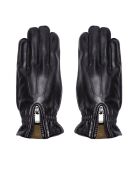 Gants en cuir Felicien doublés polaire noir/vert