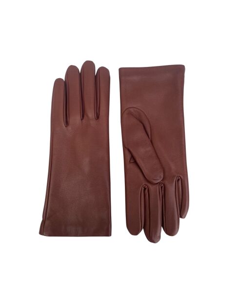 Victoire Lederhandschuhe mit braunem Kaschmirsattel