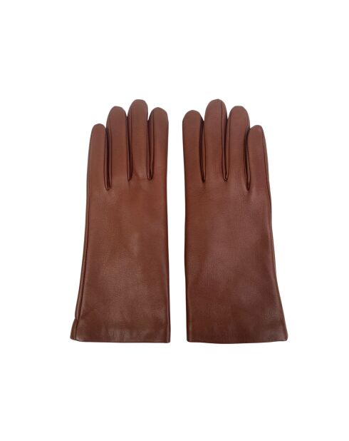 Victoire Lederhandschuhe mit braunem Kaschmirsattel