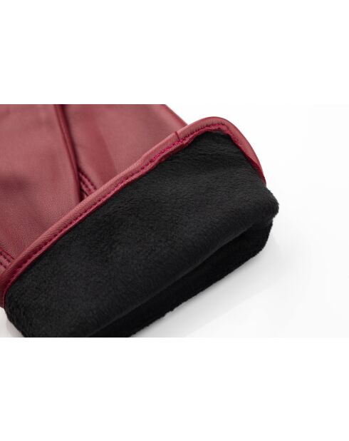 Guantes de piel Vivienne forrados con forro polar color vino