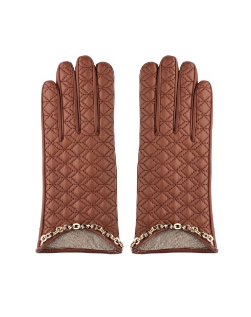 Lucy Lederhandschuhe mit braunem Kaschmirsattel