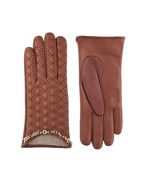 Lucy Lederhandschuhe mit braunem Kaschmirsattel
