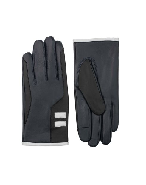 iTech Lederhandschuhe, gefüttert mit schwarz/marineblauem Fleece