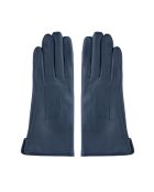 Lederhandschuhe Vivienne mit marineblauem Fleecefutter