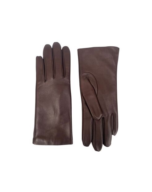 Victoire London Hellbraune Lederhandschuhe mit Kaschmirfutter