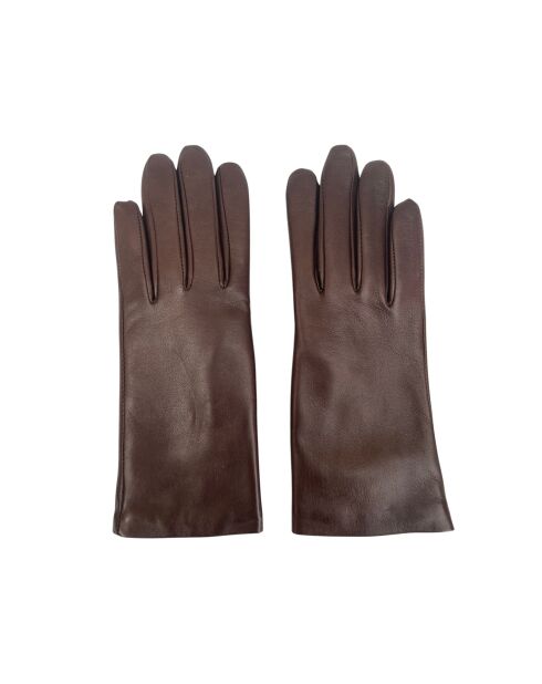 Victoire London Hellbraune Lederhandschuhe mit Kaschmirfutter
