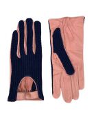 Guantes de ganchillo Cannes rosa peonía y azul marino