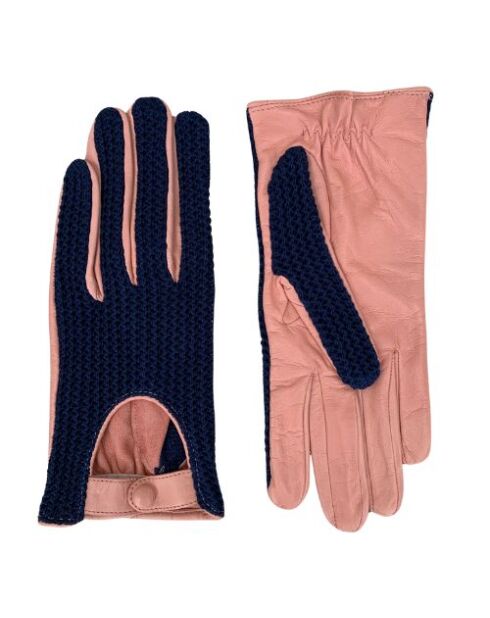 Gehäkelte Handschuhe Cannes Pfingstrosenrosa/marineblau