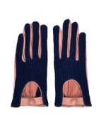 Guantes de ganchillo Cannes rosa peonía y azul marino