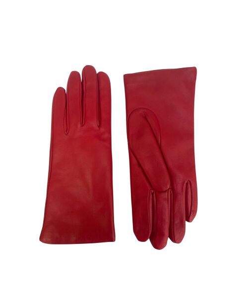 Victoire rote Lederhandschuhe mit Kaschmirfutter