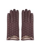 Lucy leren handschoenen gevoerd met vino cashmere