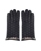Guantes Lucy de piel negros con forro de cachemir