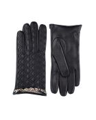 Guantes Lucy de piel negros con forro de cachemir
