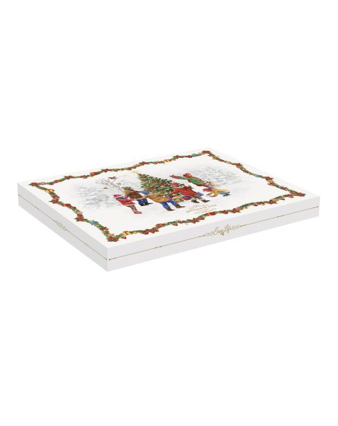 Antipastiera Christmas Round Dance in porcellana a forma di maiale multicolore - 42 x 32 x 3 cm
