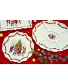 Christmas Round Dance porseleinen voorgerechtbakje in de vorm van varkensvlees veelkleurig - 42 x 32 x 3 cm