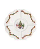Plateau à amuse-bouche en forme de Porc en porcelaine Christmas Round Dance multicolore - 30,5 x 30,5 x 3 cm