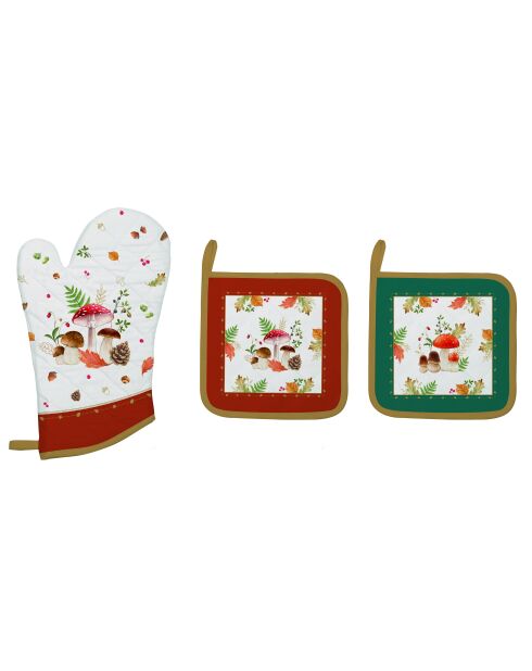 Set de textiles de cocina de algodón multicolor Autumn Breeze - 3 piezas