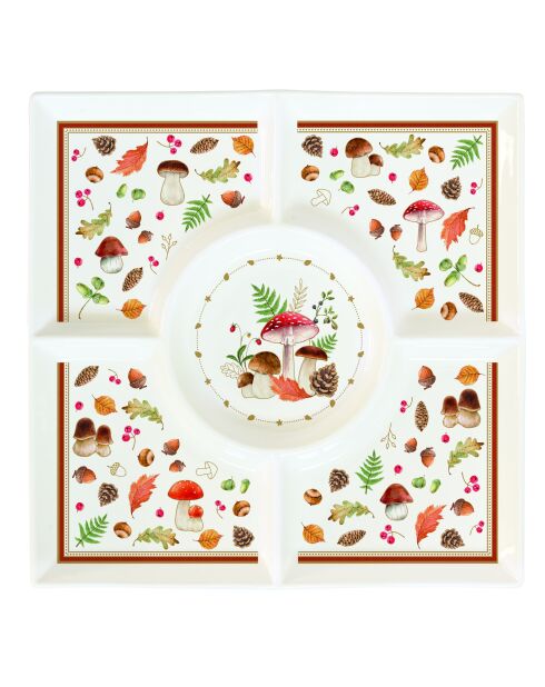 Plato para servir de porcelana multicolor Autumn Breeze, 25 x 25 x 3 cm