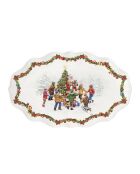 Plato para servir Christmas Round Dance de porcelana multicolor, 41 x 26,5 x 3 cm