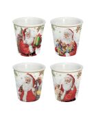 Set van 4 veelkleurige Santa Is Coming porseleinen koffiekopjes - 100ml