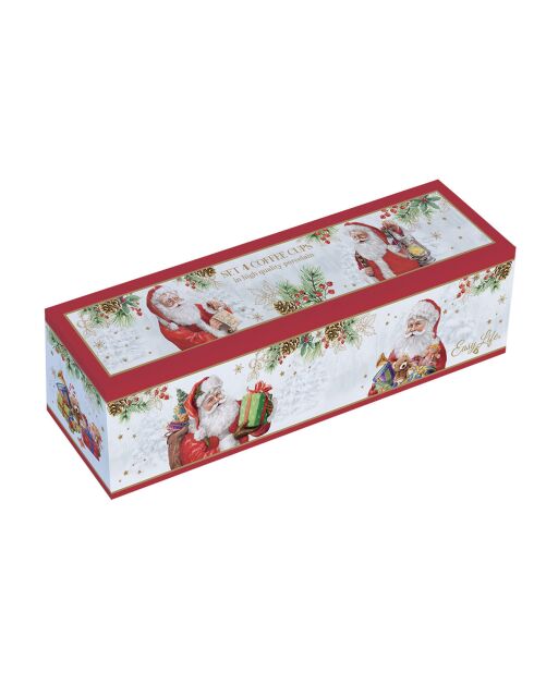 Juego de 4 tazas de café de porcelana multicolor de Santa Is Coming, 100 ml