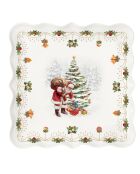Plato navideño multicolor de porcelana nostálgica, 30,5 x 30,5 x 3 cm