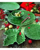 Plat de service en porcelaine Holly & Berries vert - 22 x 20 x 5 cm