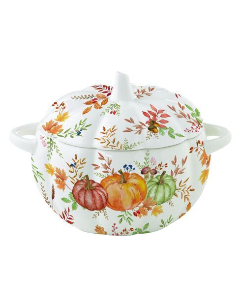Cuenco Harvest de porcelana con tapa multicolor - 19 x 19 x 15 cm