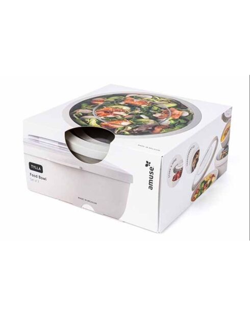 Set 3 Bol de repas Tylla beige clair - 0,2 l + 1 l + 2 l