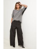 Grau/schwarzer Bohème-Pullover aus Wollmischung