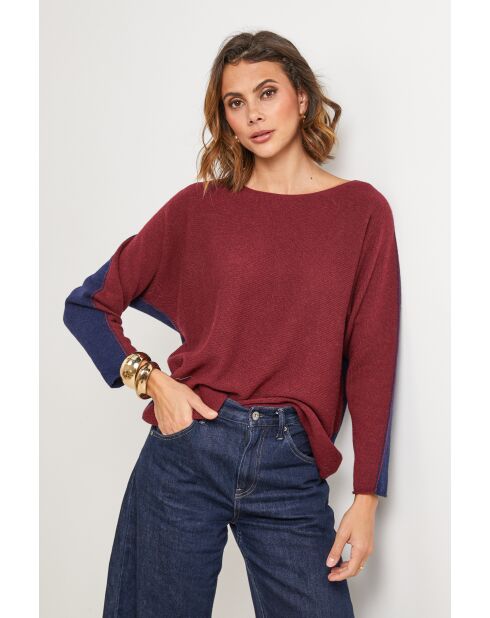Bohème-Pullover aus Wollmischung in Bordeaux/Marineblau