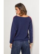 Bohème-Pullover aus Wollmischung in Bordeaux/Marineblau