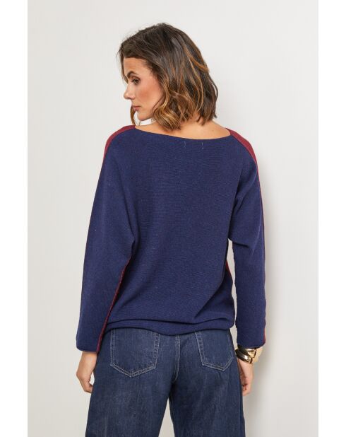 Bohème-Pullover aus Wollmischung in Bordeaux/Marineblau