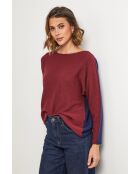 Bohème-Pullover aus Wollmischung in Bordeaux/Marineblau