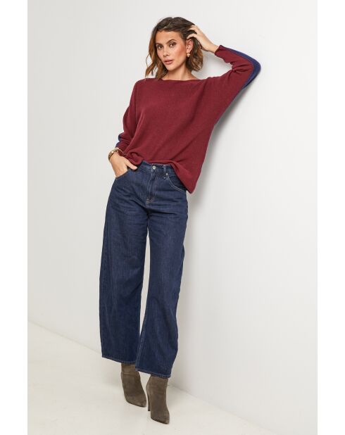 Bohème-Pullover aus Wollmischung in Bordeaux/Marineblau