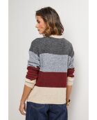 Grijze/bordeaux/beige Queen sweater