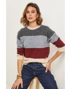 Grijze/bordeaux/beige Queen sweater