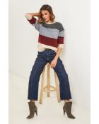 Grijze/bordeaux/beige Queen sweater