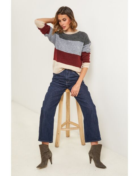 Grijze/bordeaux/beige Queen sweater